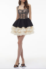 bertha Black Sweetheart Rhinestone Mini Dress