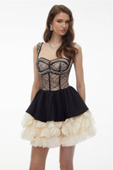 bertha Black Sweetheart Rhinestone Mini Dress