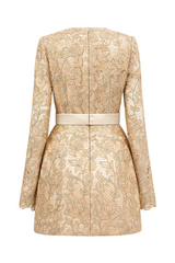 Anslie Lace Belted Mini Dress