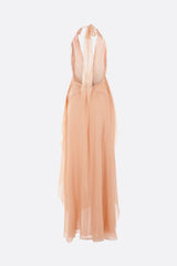 Aonaver Floral Ruffle Halter Maxi Dress in Pink