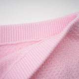 shirley Sequined Knit Cardigan & Skirt Set - pink