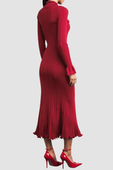 Austio Pearl Trim Knit Midi Dress