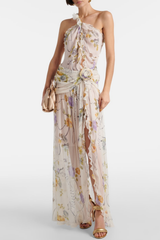 Azriel Floral Print One Shoulder Maxi Dress
