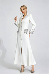 simona white Diamond embellished Maxi Dress