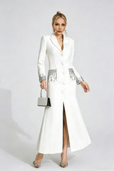 simona white Diamond embellished Maxi Dress