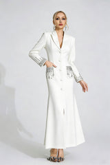 simona white Diamond embellished Maxi Dress