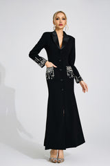 simona black Diamond embellished Maxi Dress
