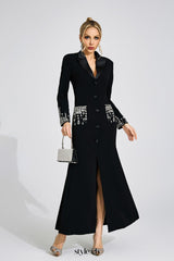 simona black Diamond embellished Maxi Dress