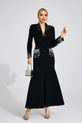 simona black Diamond embellished Maxi Dress