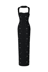 Nesya Sleeveless Pearl Bandage Maxi Dress