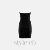 DAPHNE BLACK CRYSTAL EMBELLISHED STRAPLESS MINI DRESS