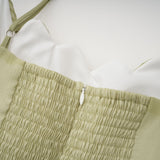 Matcha Ruffled Shirred Tulle Maxi Dress
