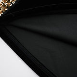 lydia Black Crystal Embellished Front Slit Maxi Dress