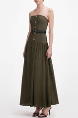 Deasa Strapless Belted Knit Maxi Dress - Green