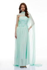 rebecca Green Floral Embroidered Pleated Maxi Dress