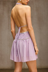 Doutzen Halterneck Rhinestone Mini Dress