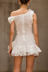 Durriyah One Shoulder Flower Mini Dress