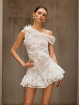 Durriyah One Shoulder Flower Mini Dress