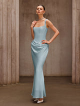 Duyen Sleeveless Corset Maxi Dress In Mint