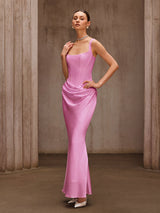 Duyen Sleeveless Corset Maxi Dress In Pink
