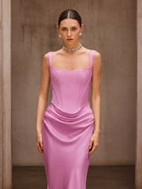 Duyen Sleeveless Corset Maxi Dress In Pink