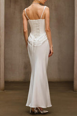 Duyen Sleeveless Corset Maxi Dress In White