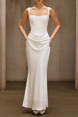 Duyen Sleeveless Corset Maxi Dress In White