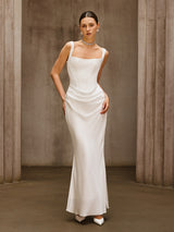 Duyen Sleeveless Corset Maxi Dress In White