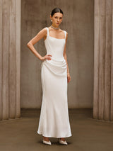 Duyen Sleeveless Corset Maxi Dress In White