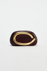 Curved Metal Box Bag in Burgundy