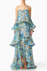 sandy Tiered Maxi Dress In green Floral