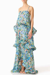 sandy Tiered Maxi Dress In green Floral