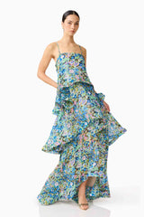 sandy Tiered Maxi Dress In green Floral
