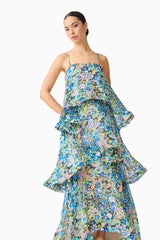 sandy Tiered Maxi Dress In green Floral