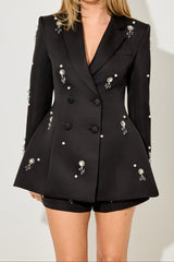 vivien Crystal embellished Blazer in black