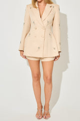 vivien Crystal embellished Blazer in apricot