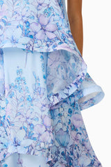 sandy Tiered Maxi Dress In Baby Blue Floral