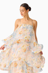 sandy Tiered Maxi Dress In yellow Floral