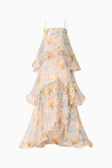 sandy Tiered Maxi Dress In yellow Floral