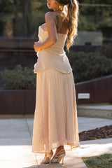 mignon apricot Floral strapless Maxi Dress