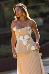 mignon apricot Floral strapless Maxi Dress