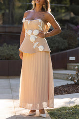mignon apricot Floral strapless Maxi Dress