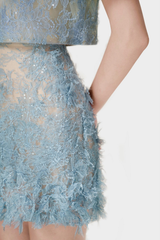 Elsea Lace Top & Mini Skirt Set - Blue