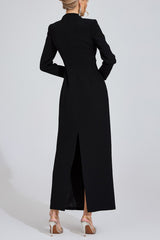 nicola Diamond embellished long sleeve Maxi Dress - black