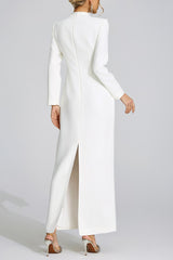 nicola Diamond embellished long sleeve Maxi Dress - white