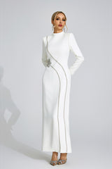 nicola Diamond embellished long sleeve Maxi Dress - white