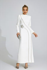 nicola Diamond embellished long sleeve Maxi Dress - white