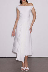 Emanuele Asymmetric One Shoulder Ruch Midi Dress