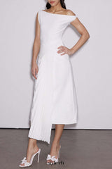Emanuele Asymmetric One Shoulder Ruch Midi Dress