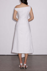 Emanuele Asymmetric One Shoulder Ruch Midi Dress